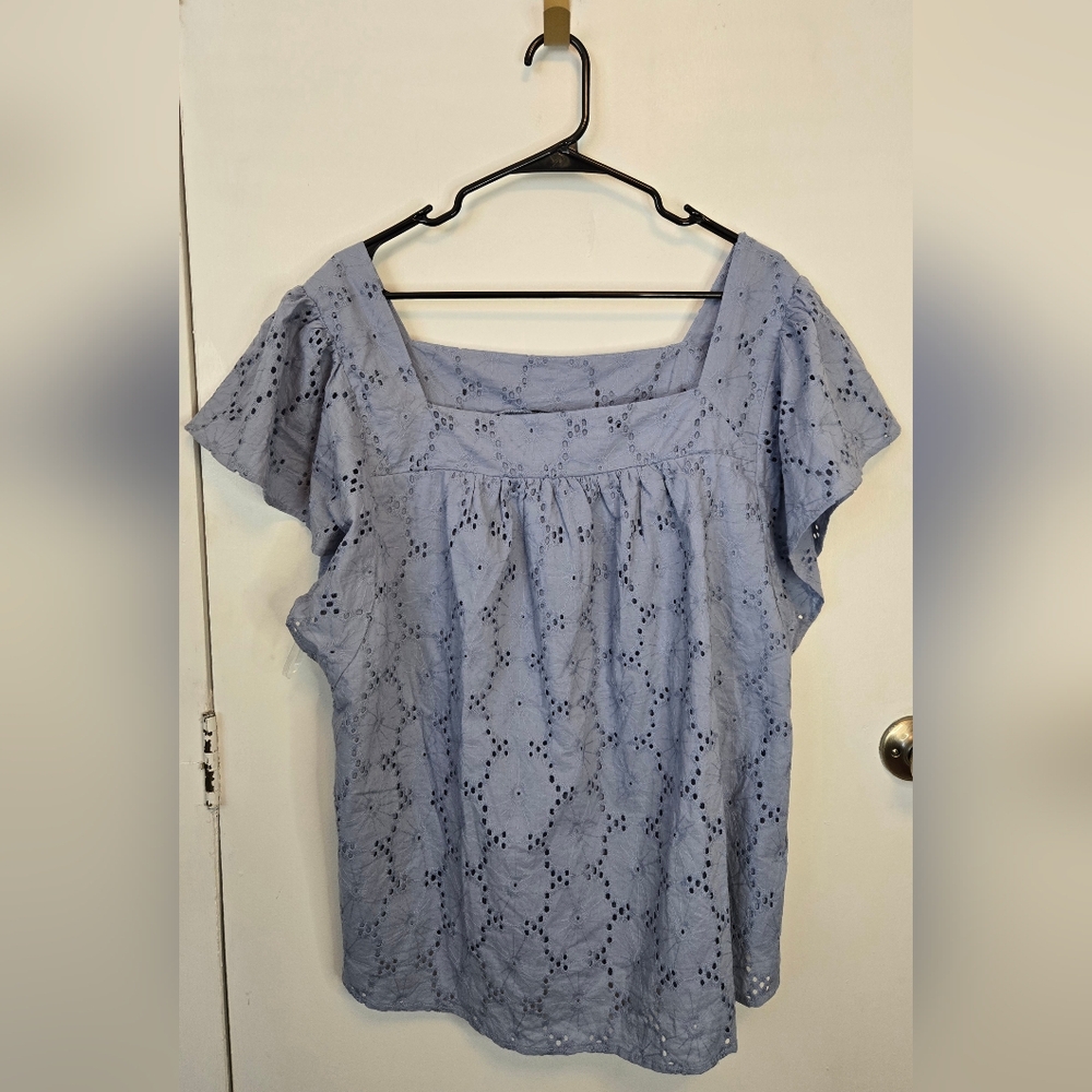 241. Lane Bryant Women's Blue Eyelet Top